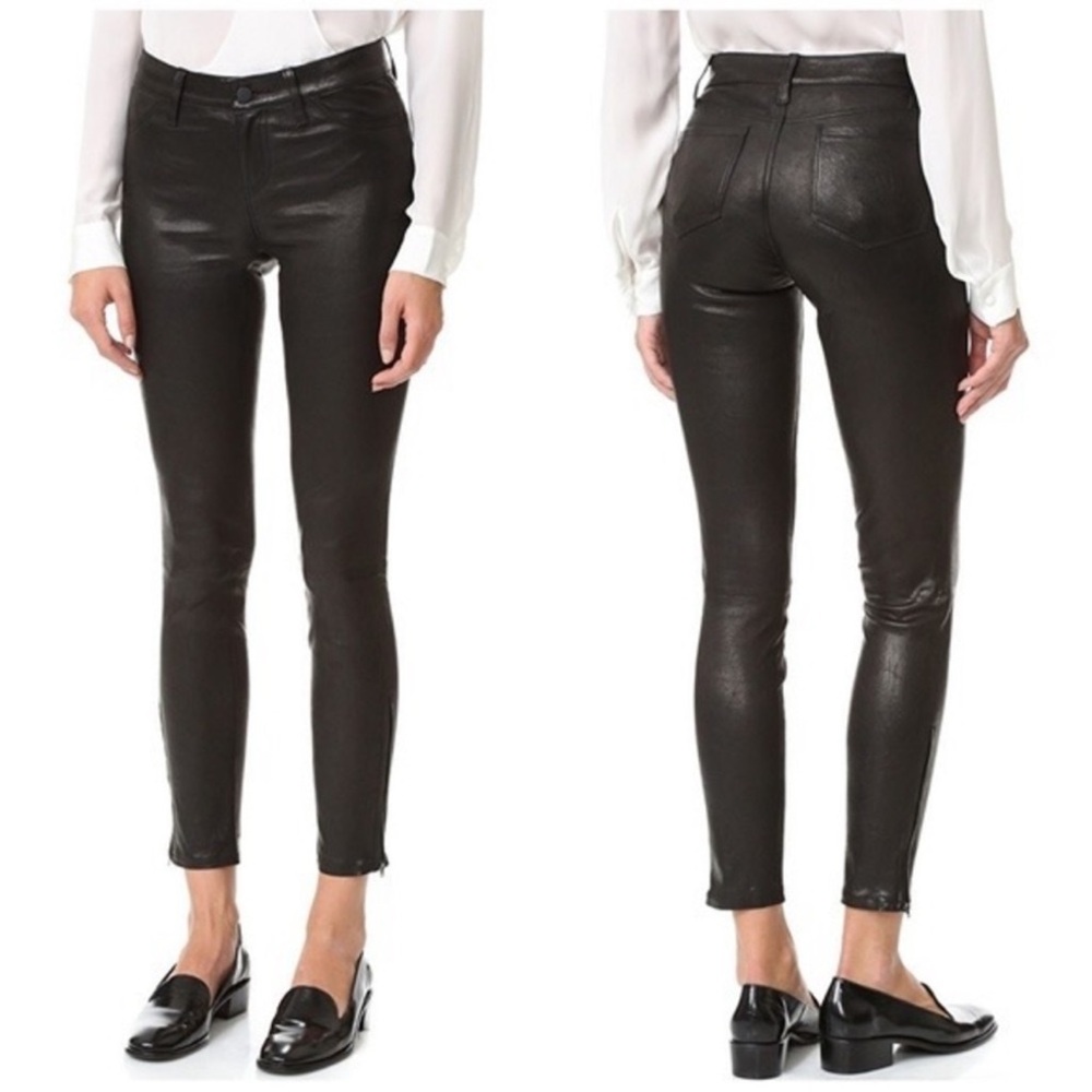 L’agence Black Genuine Lamb Leather Pants
